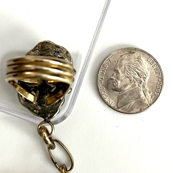 Signed - Kee Tsosie, Navajo. Vintage Sterling, 12K GF Turquoise Slave Cuff /Ring - Picture 5 of 8